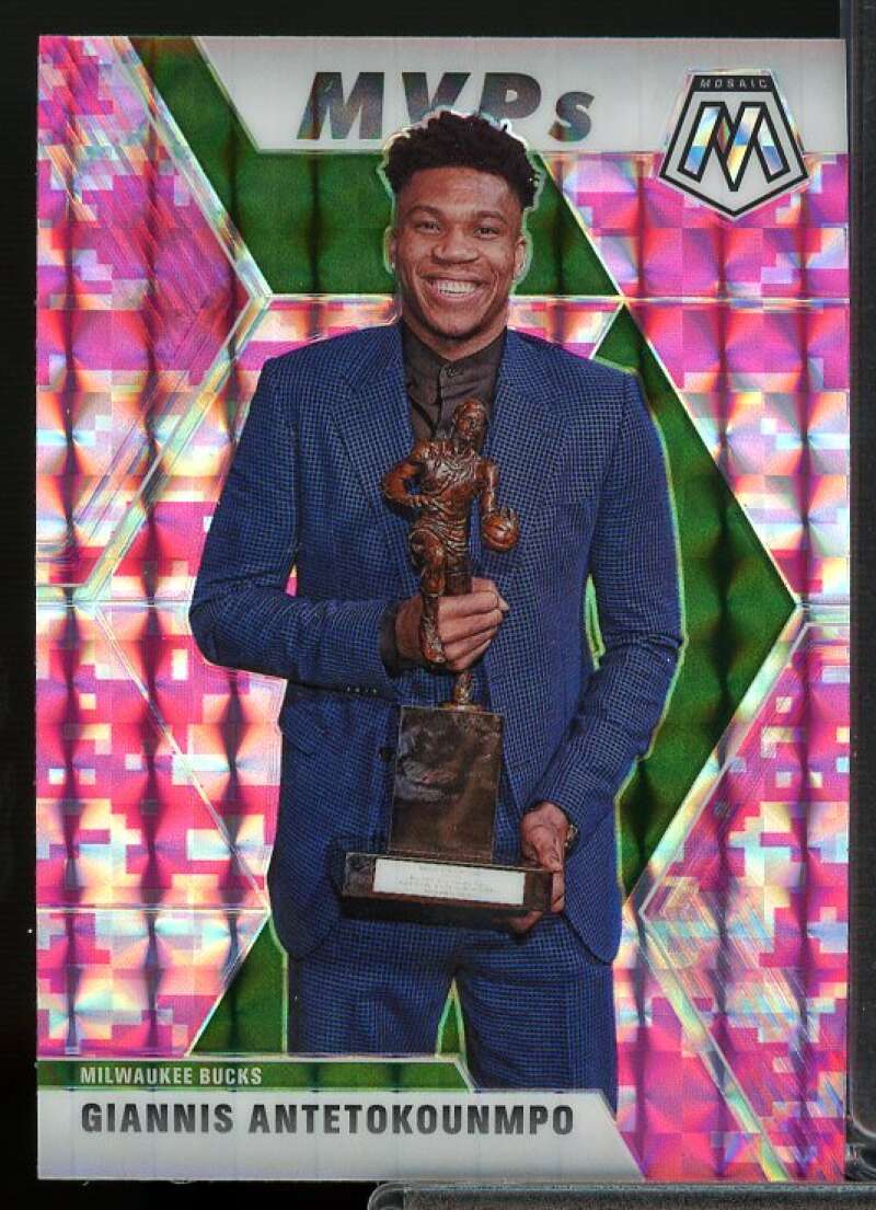 Giannis Antetokounmpo MVP Card 2019-20 Panini Mosaic Mosaic Pink Camo #297  Image 1