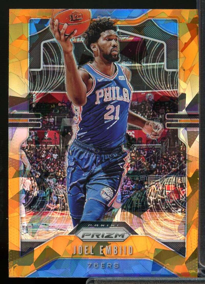 Joel Embiid Card 2019-20 Panini Prizm Prizms Orange Ice #199  Image 1
