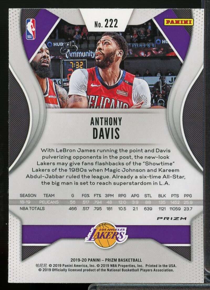 Anthony Davis Card 2019-20 Panini Prizm Prizms Silver #222  Image 2