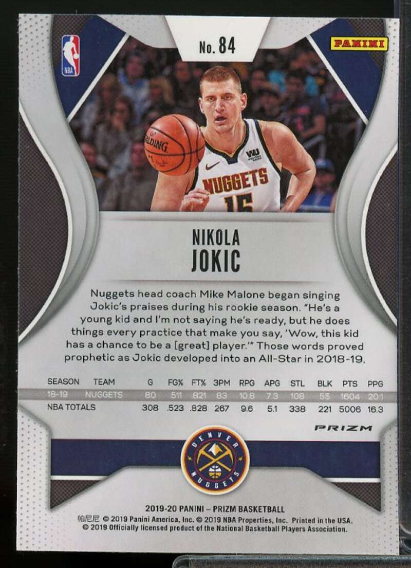 Nikola Jokic Card 2019-20 Panini Prizm Prizms Red White and Blue #84  Image 2