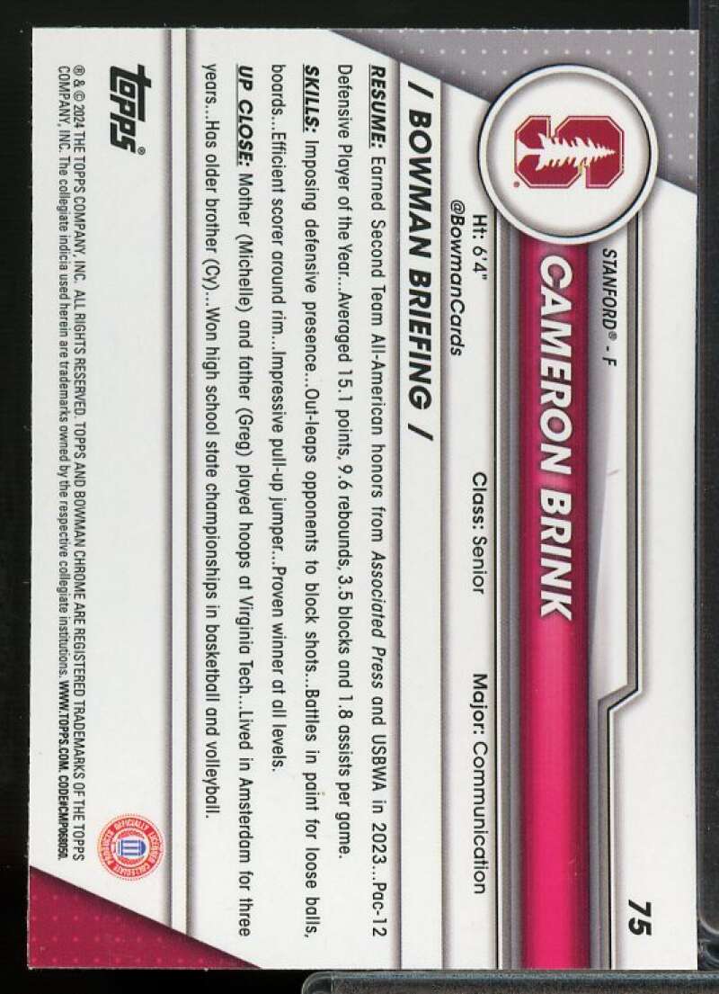 Cameron Brink Rookie Card 2023-24 Bowman Chrome University X-Fractors #75  Image 2