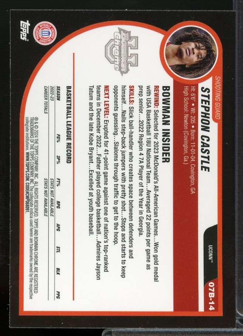 Stephon Castle 2023-24 Bowman Chrome University '07-08 Bowman X-Fractors #07B14  Image 2