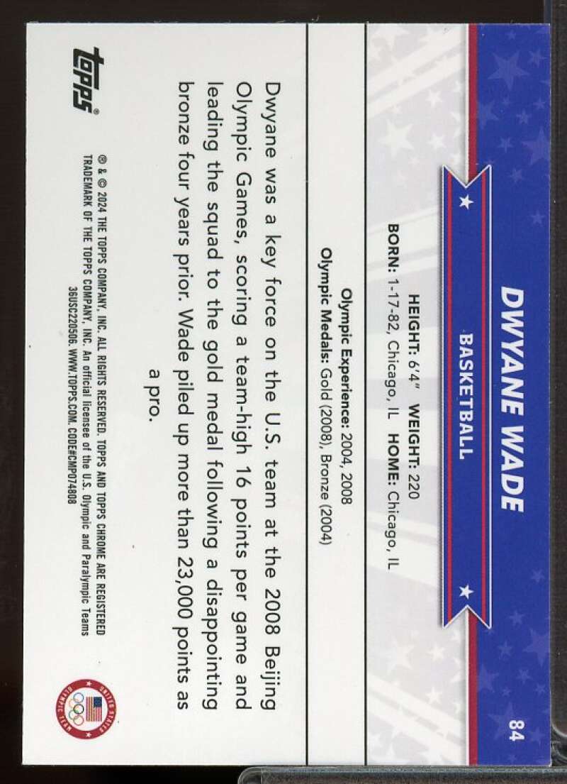 Dwyane Wade 2024 Topps Chrome U.S. Olympic Paralympic Hopefuls Green Ref #84  Image 2