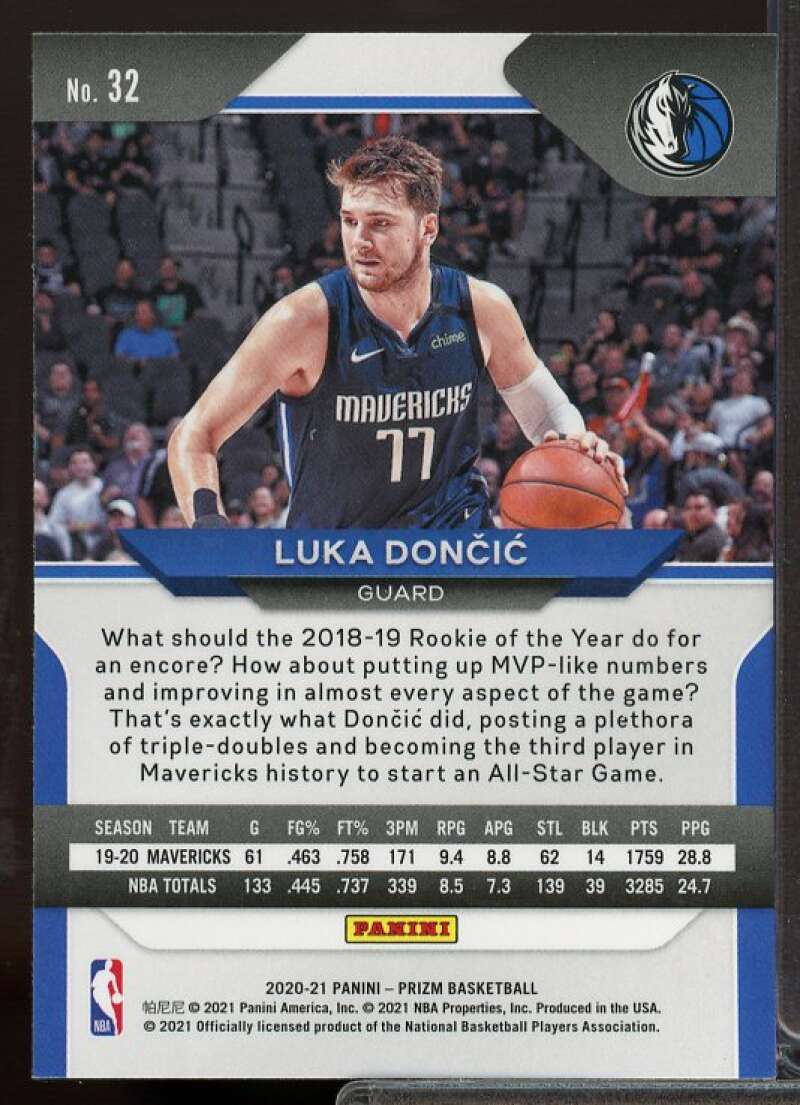 Luka Doncic Card 2020-21 Panini Prizm #32  Image 2