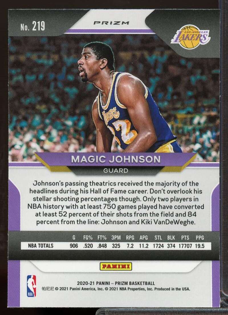 Magic Johnson Card 2020-21 Panini Prizm Prizms Purple Wave #219  Image 2