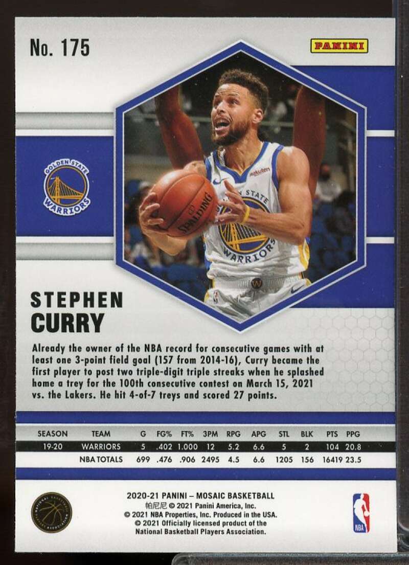 Stephen Curry Card 2020-21 Panini Mosaic #175  Image 2