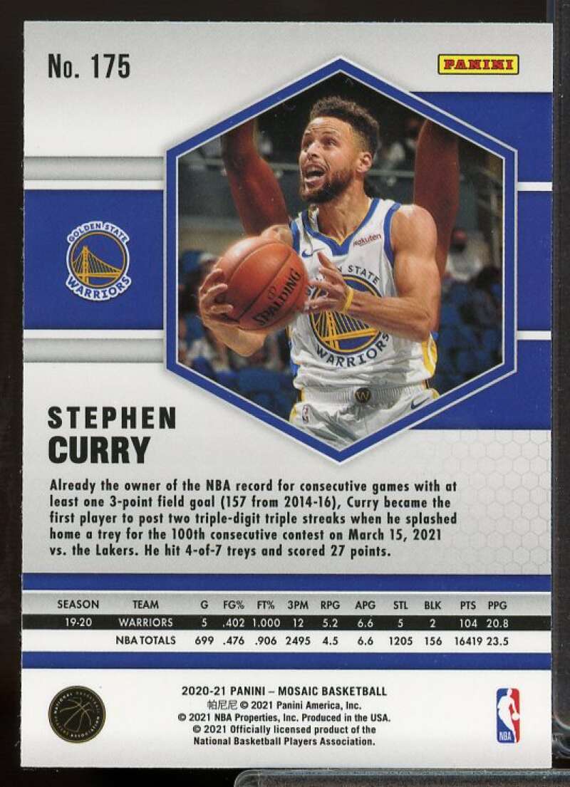 Stephen Curry Card 2020-21 Panini Mosaic #175  Image 2