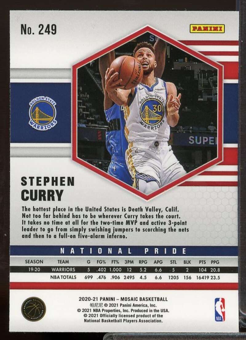 Stephen Curry Card 2020-21 Panini Mosaic #249  Image 2
