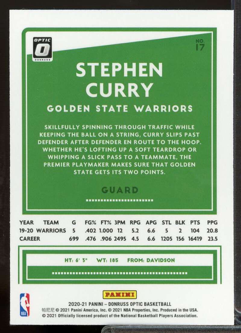 Stephen Curry Card 2020-21 Donruss Optic #17  Image 2