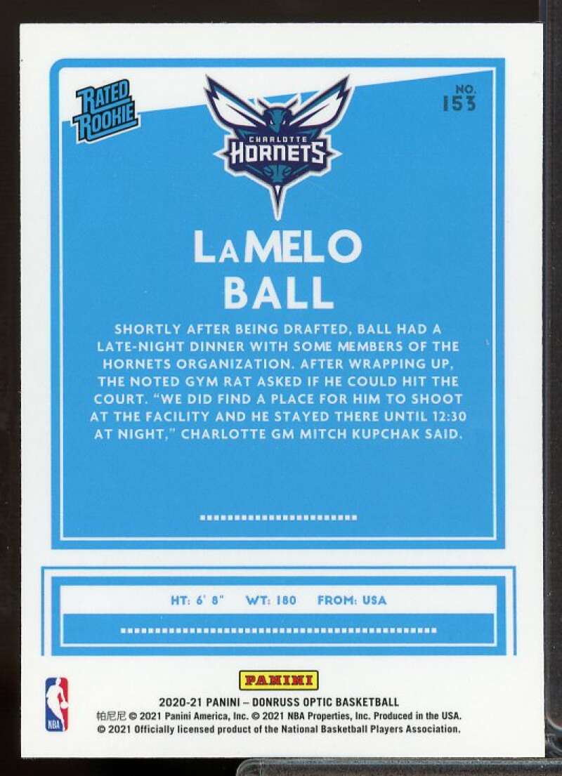 lamelo ball rookie card graded LaMelo Ball Charlotte Hornets 2020-21 Panini Donruss Optic Rated Rookie #153 TAG Authenticated 9 Card