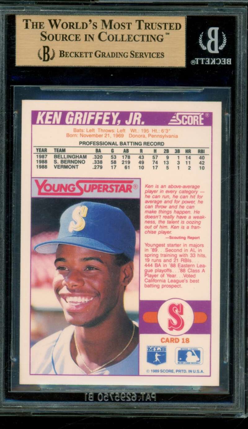 Ken Griffey Jr. Rookie Card 1989 Score Young Superstars #18 BGS 9.5 Image 2
