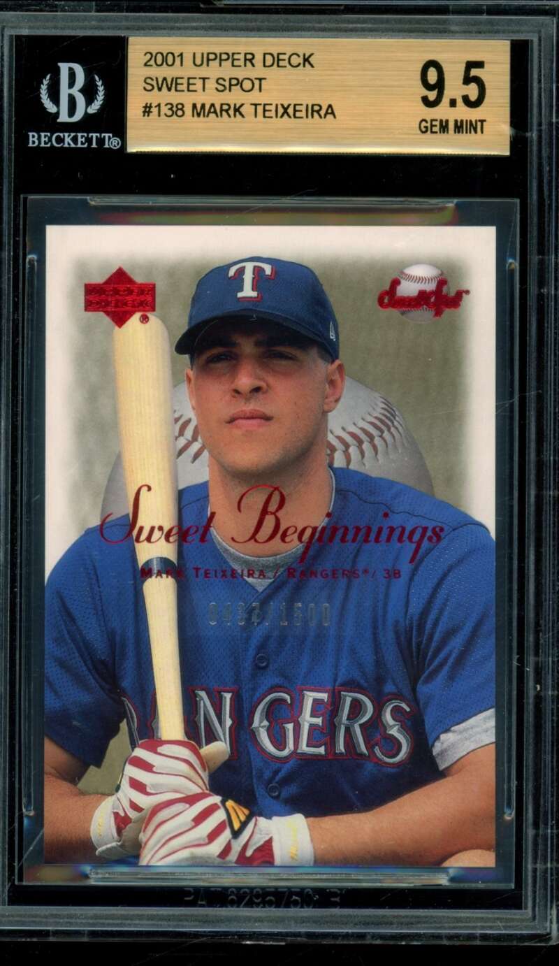 Mark Teixeira Rookie Card 2001 Upper Deck Sweet Spot #138 BGS 9.5 Image 1