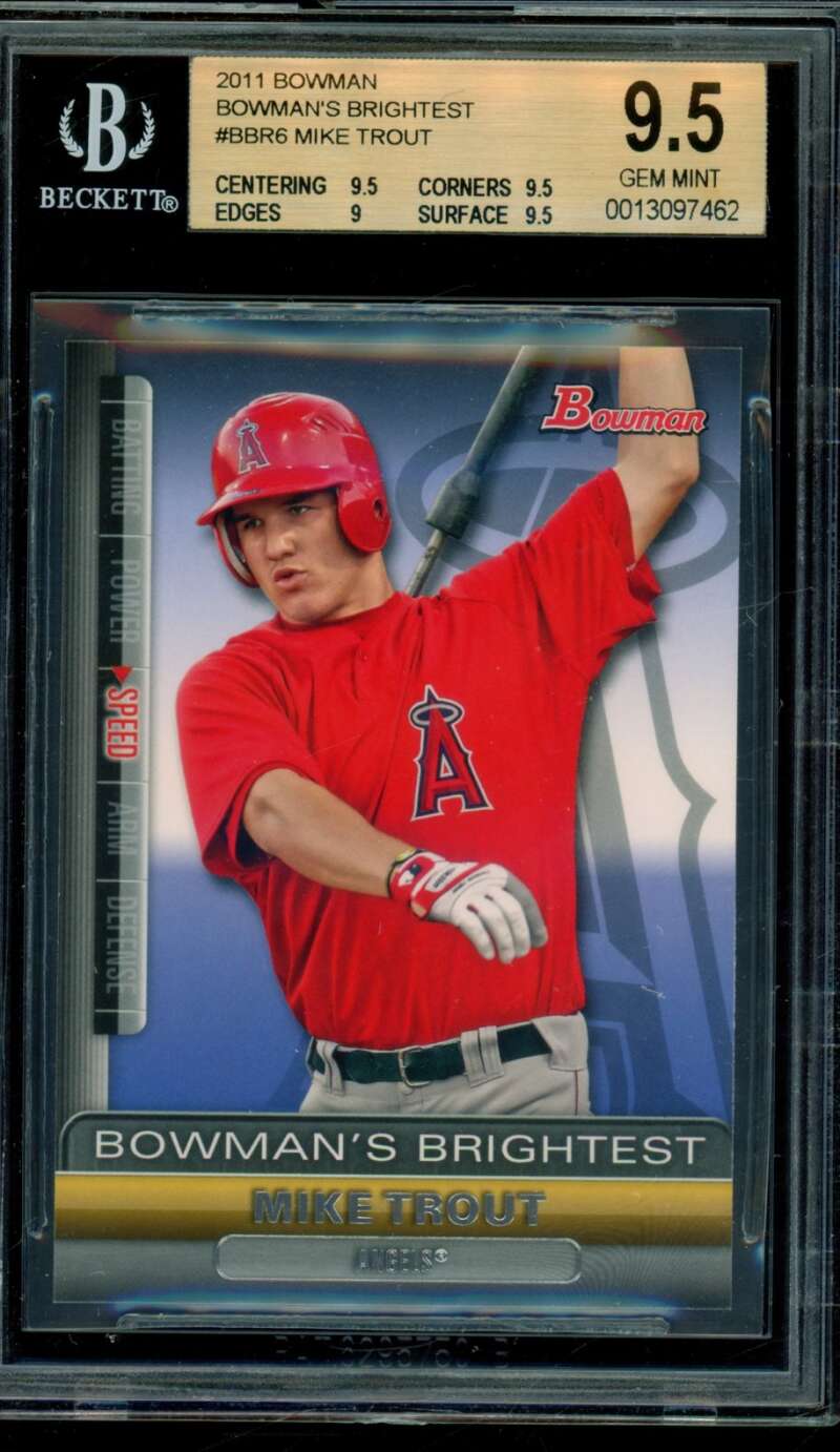 Mike Trout Rookie Card 2011 Bowman Bowman's Brightest #bbr6 BGS 9.5 Image 1