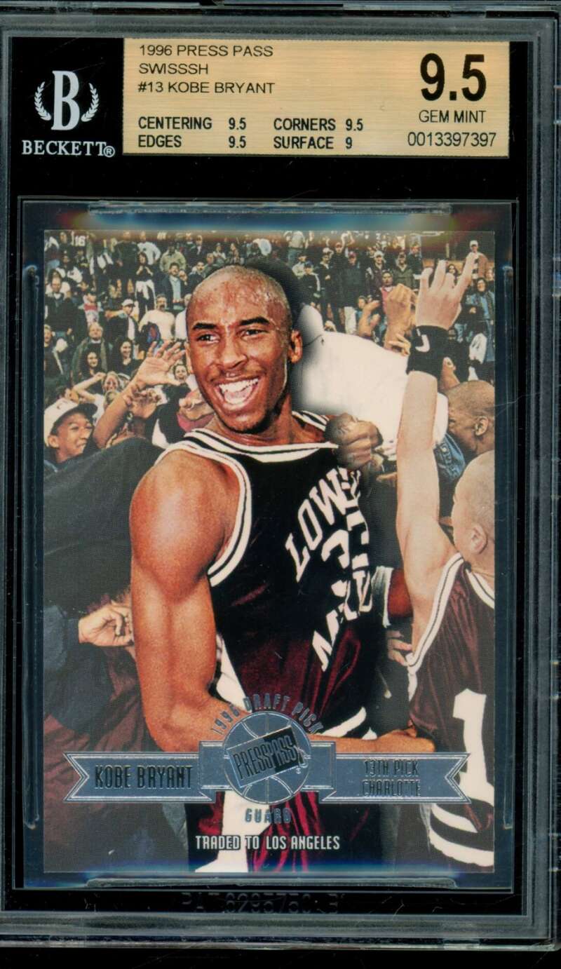 Kobe Bryant Rookie Card 1996 Press Pass Swisssh (pop 21) #13 BGS 9.5 Image 1