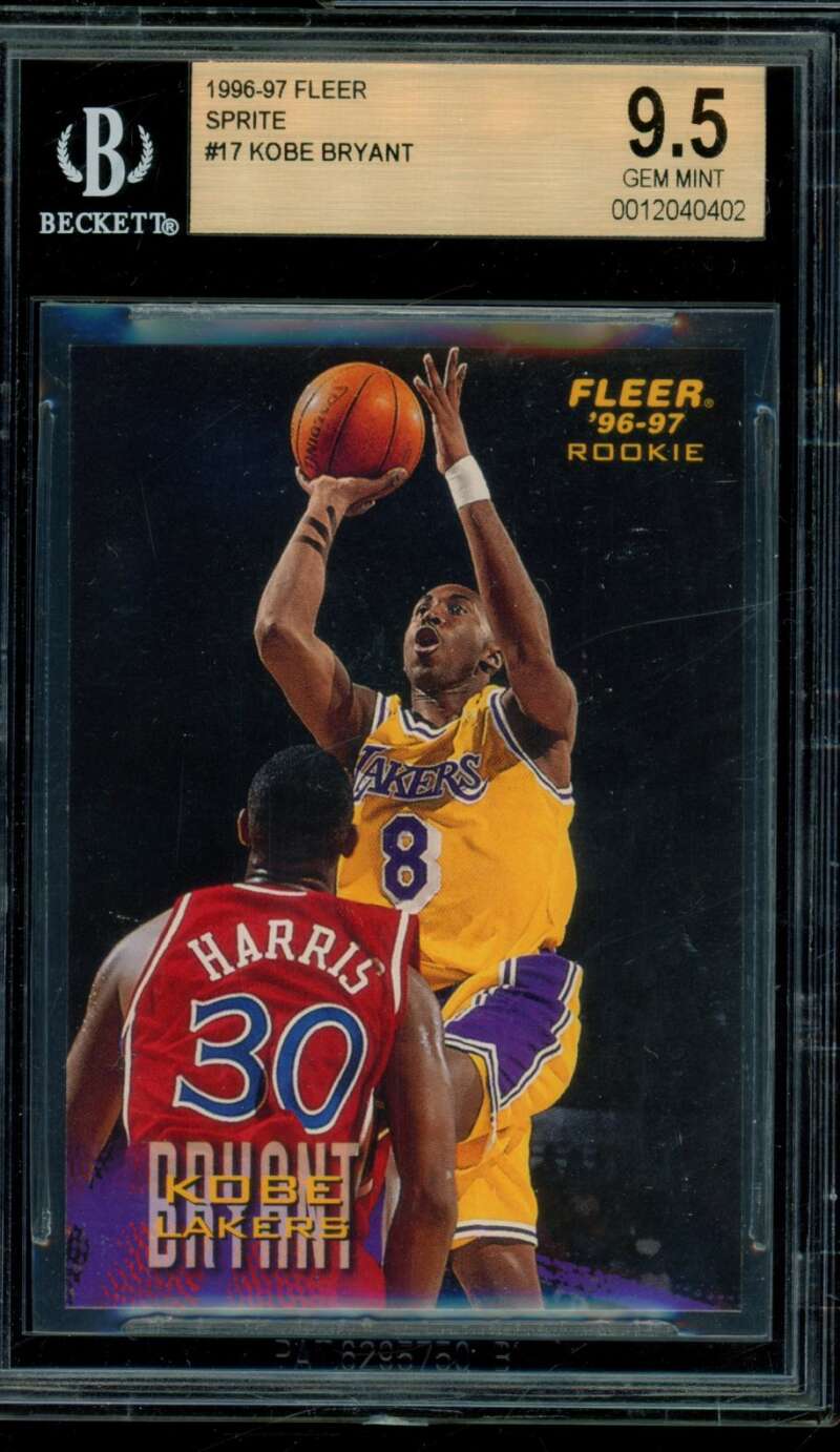 Kobe Bryant Rookie Card 1996-97 Fleer Sprite #17 BGS 9.5 Image 1