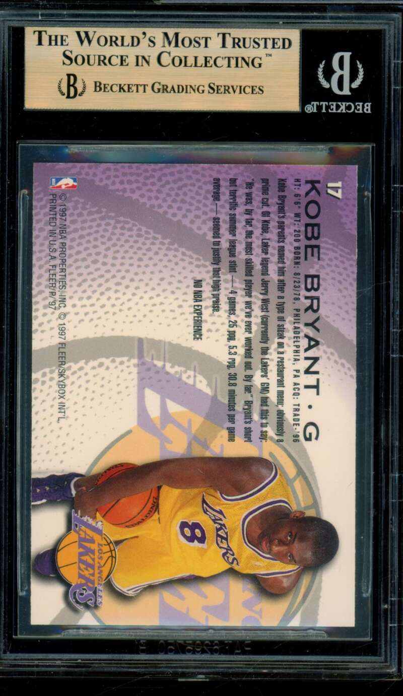 Kobe Bryant Rookie Card 1996-97 Fleer Sprite #17 BGS 9.5 Image 2