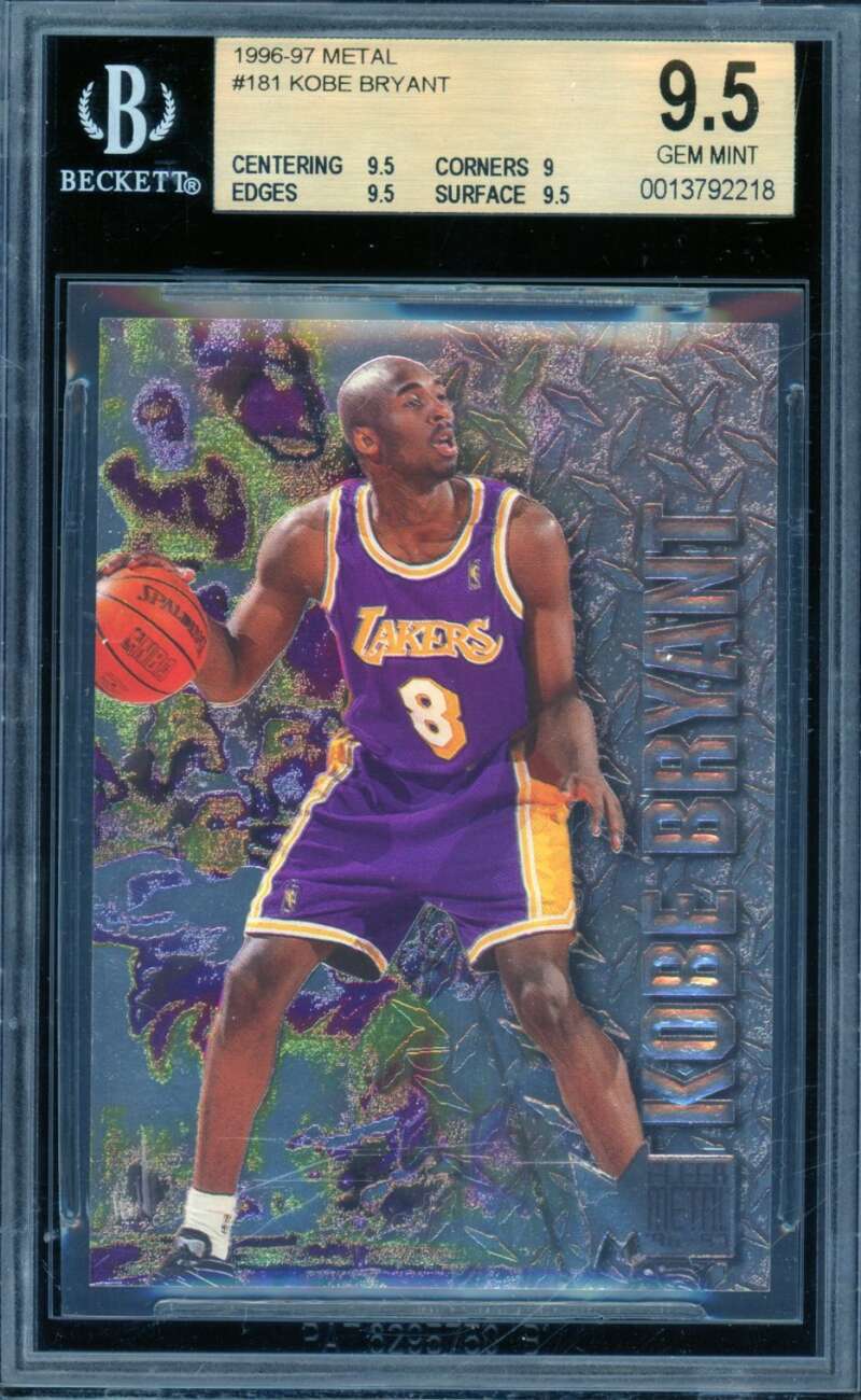 Kobe Bryant Rookie Card 1996-97 Metal #181 BGS 9.5 Image 1