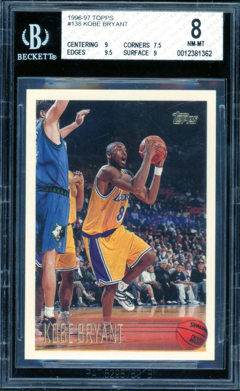 Kobe Bryant Rookie Card 1996-97 Topps #138 BGS 8 Image 1