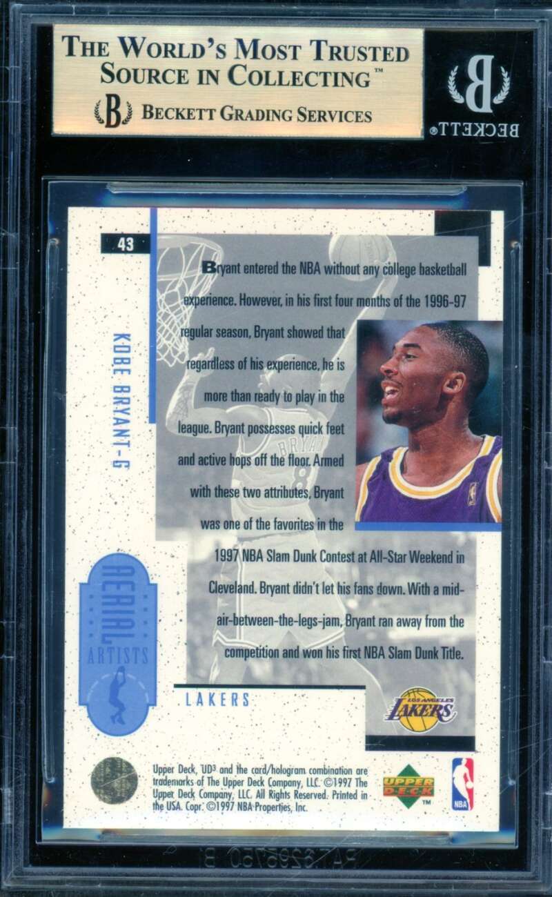 Kobe Bryant Rookie Card 1996-97 UD3 #43 BGS 9.5 Image 2