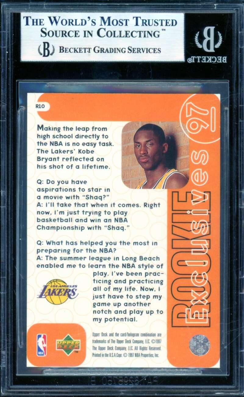 Kobe Bryant Rookie Card 1996-97 Upper Deck Rookie Exclusives #R10 BGS 9 Image 2