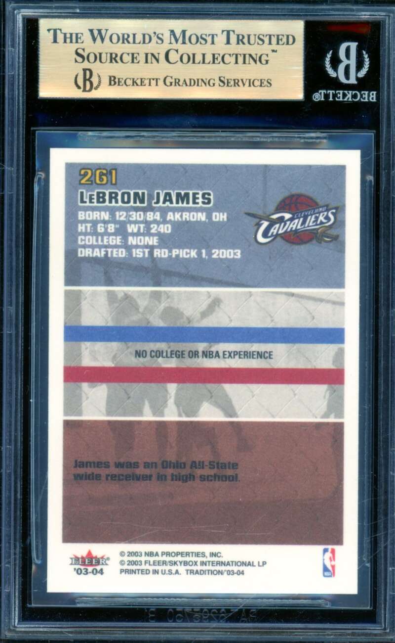 LeBron James Rookie Card 2003-04 Fleer Tradition #261 BGS 9.5 Image 2
