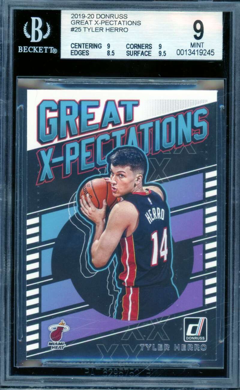 Tyler Herro Rookie Card 2019-20 Donruss Great X-Pectations #25 BGS 9 Image 1