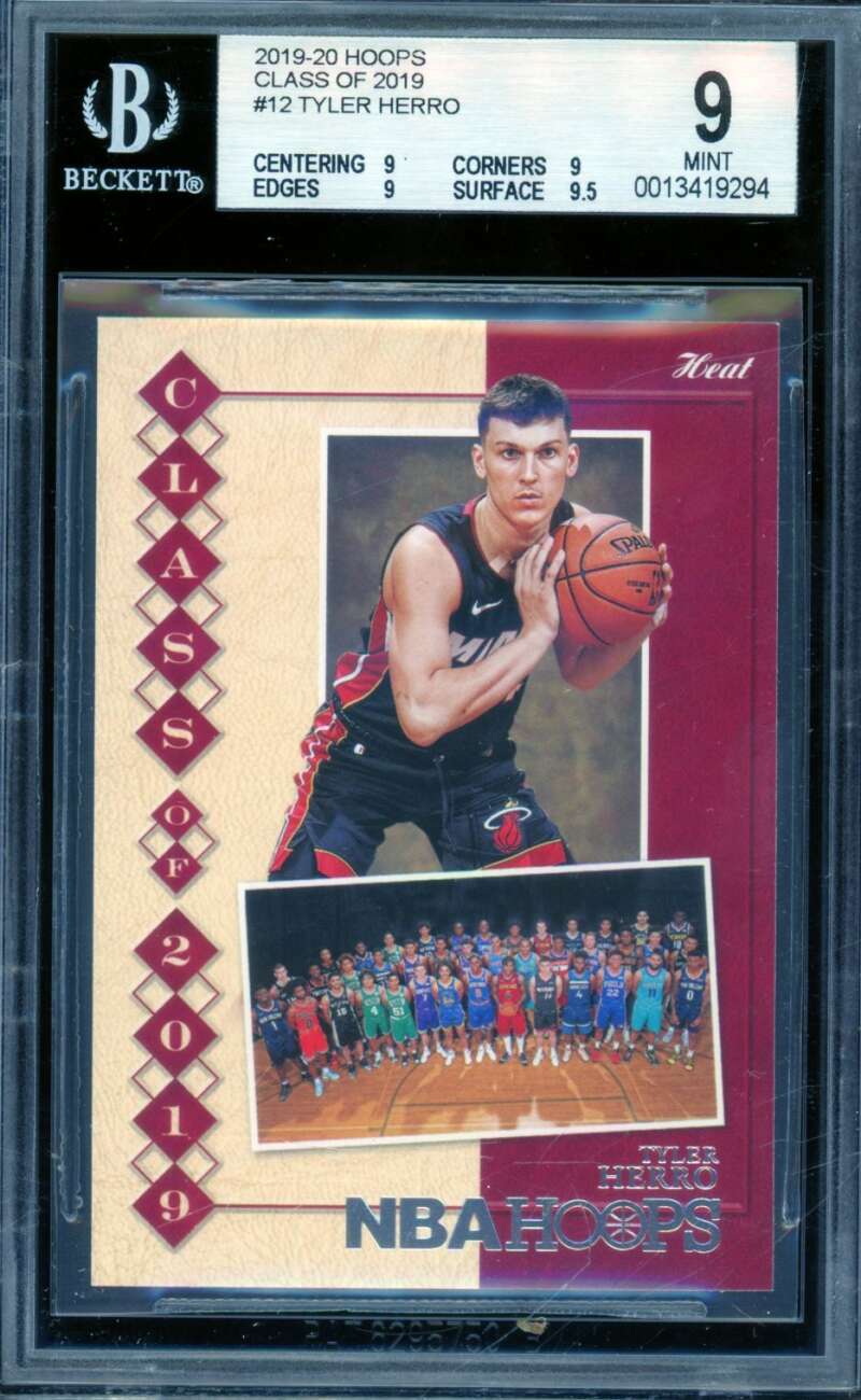 Tyler Herro Rookie Card 2019-20 Hoops Class Of 2019 #12 BGS 9 Image 1