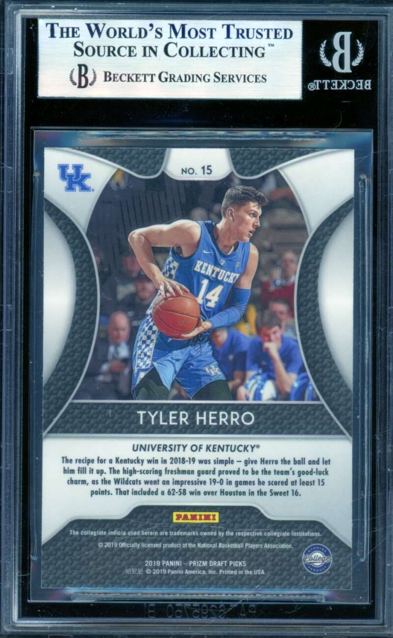 Tyler Herro Rookie Card 2019-20 Panini Prizm Draft Picks #15 BGS 8.5 Image 2
