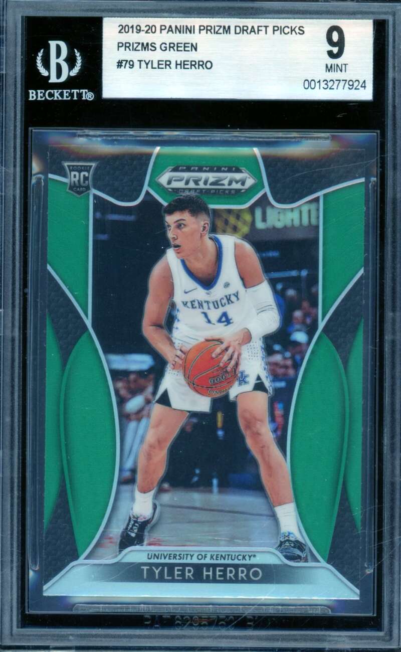 Tyler Herro Rookie Card 2019-20 Panini Prizm Draft Picks Prizms Green #79 BGS 9 Image 1