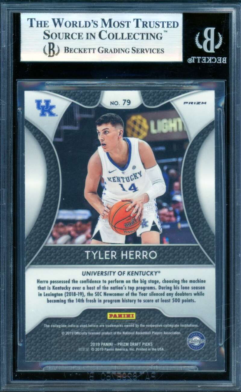 Tyler Herro Rookie Card 2019-20 Panini Prizm Draft Picks Prizms Green #79 BGS 9 Image 2
