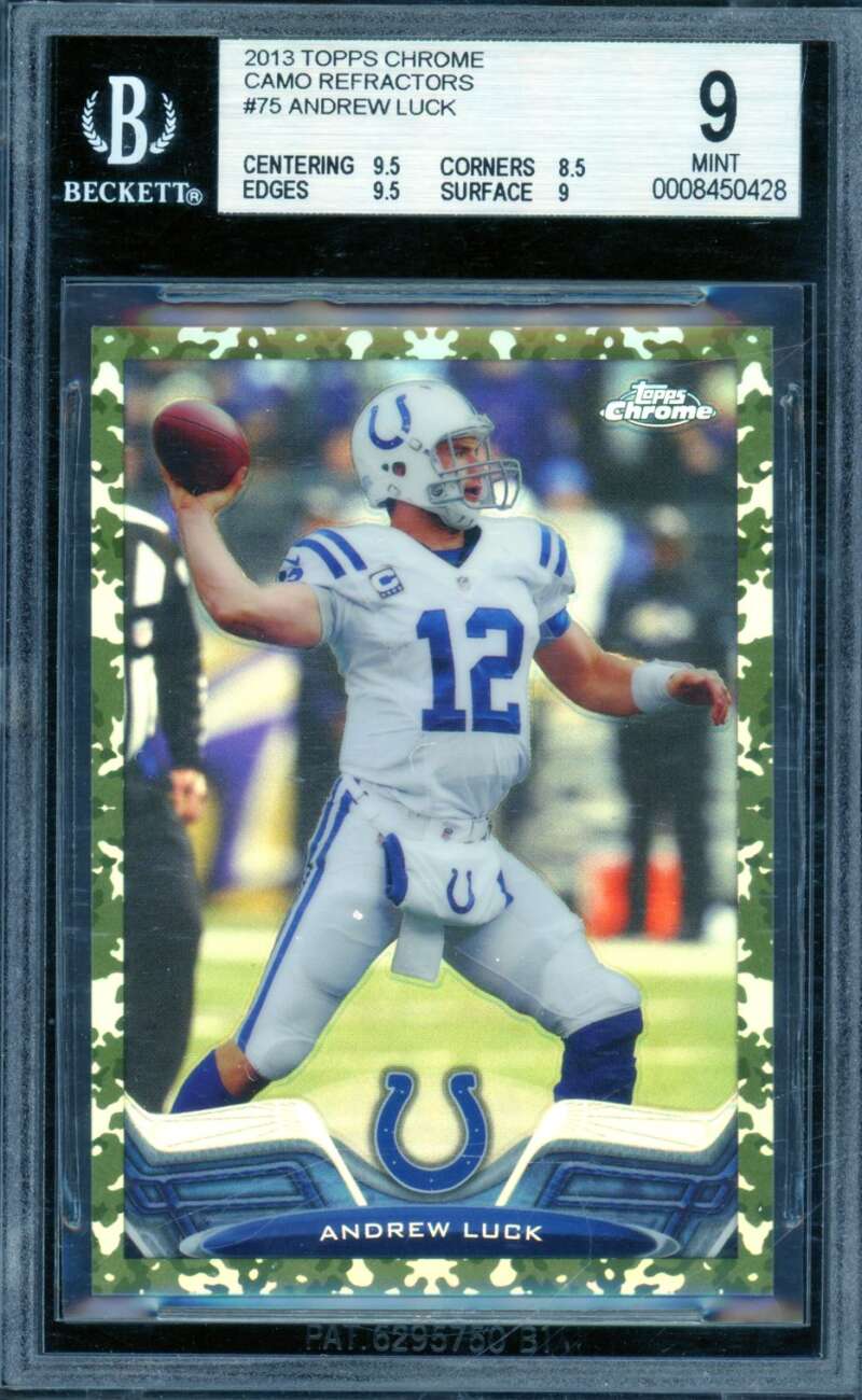 Andrew Luck Card 2013 Topps Chrome Camo Refractors #75 BGS 9 Image 1
