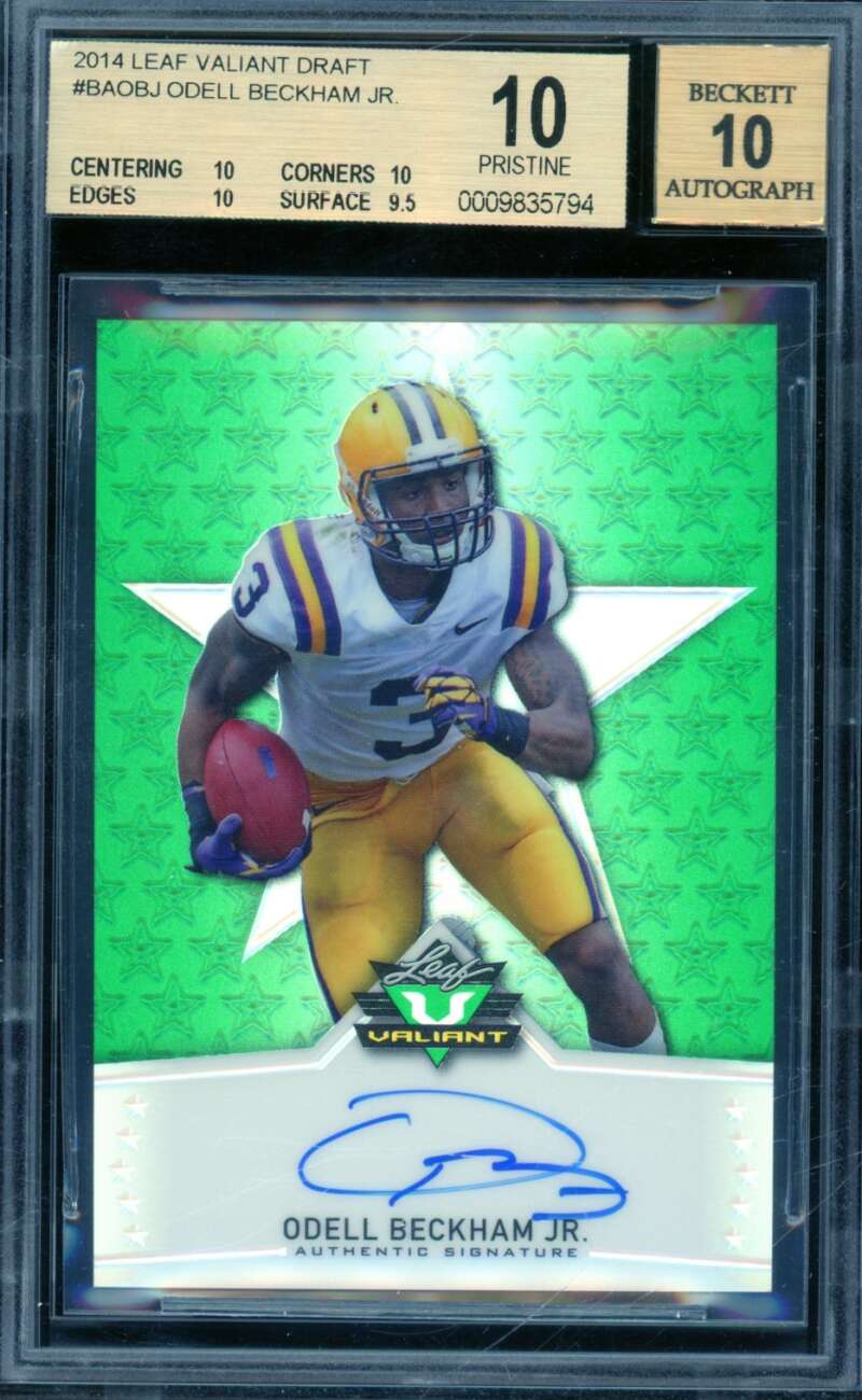 Odell Beckham Jr. Rookie Card 2014 Leaf Valiant Draft #BA-OBJ (PRISTINE) BGS 10 Image 1