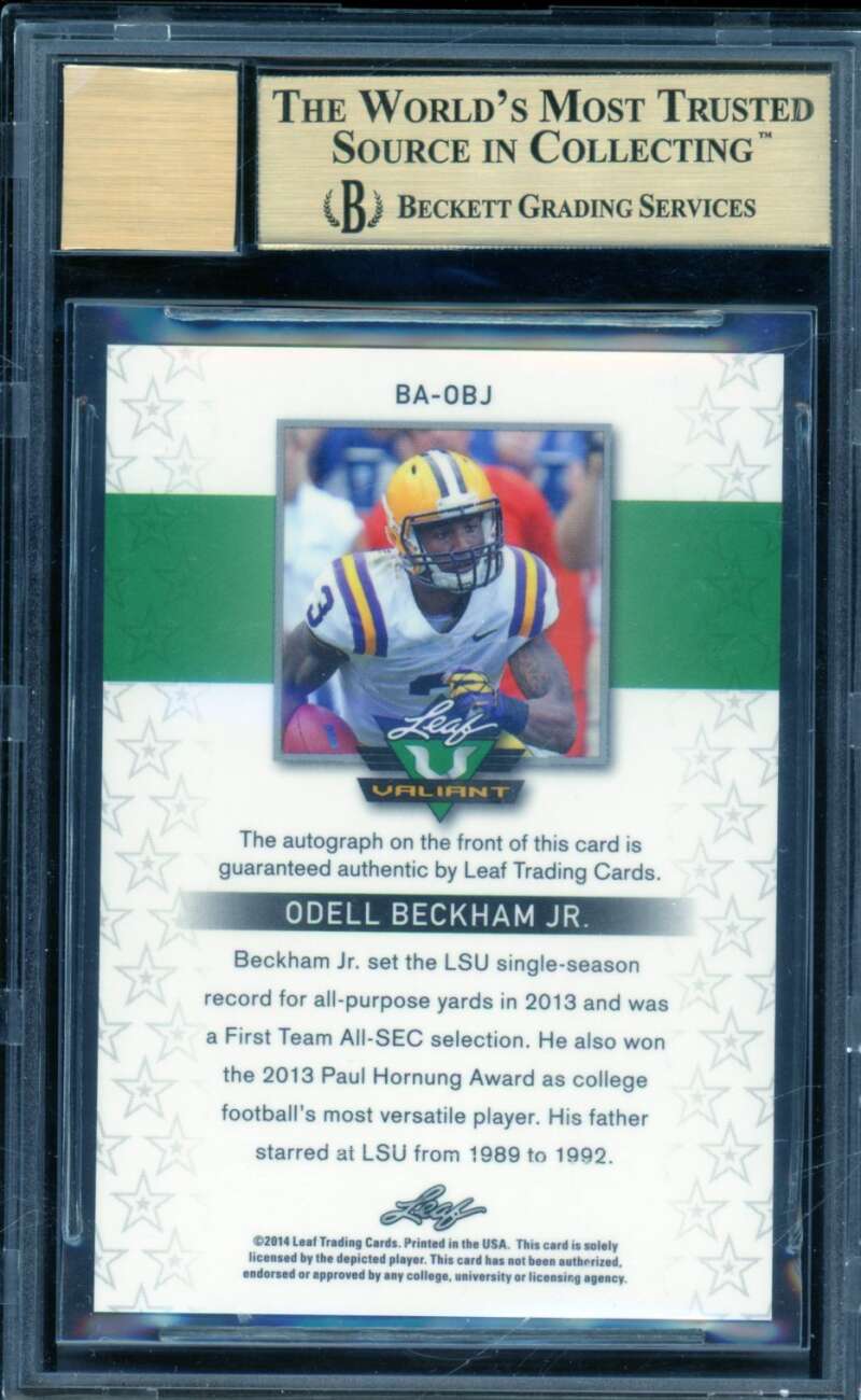 Odell Beckham Jr. Rookie Card 2014 Leaf Valiant Draft #BA-OBJ (PRISTINE) BGS 10 Image 2