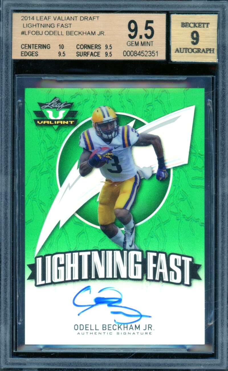 Odell Beckham Jr. Rookie Card 2014 Leaf Valiant Lightning Fast #LFOBJ BGS 9.5 Image 1