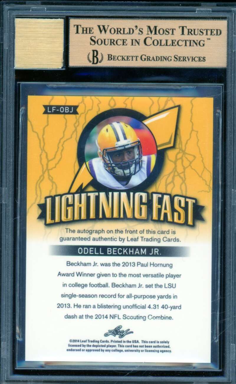 Odell Beckham Jr. Rookie Card 2014 Leaf Valiant Lightning Fast #LFOBJ BGS 9.5 Image 2
