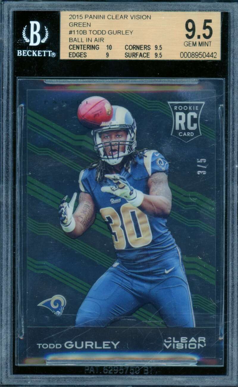 Todd Gurley Rookie Card 2015 Panini Clear Vision Green (3/5) #110B BGS 9.5 Image 1