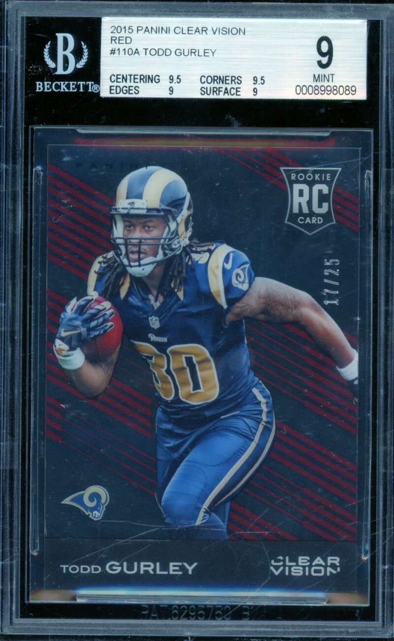 Todd Gurley Rookie Card 2015 Panini Clear Vision Red (17/25) #110A BGS 9 Image 1