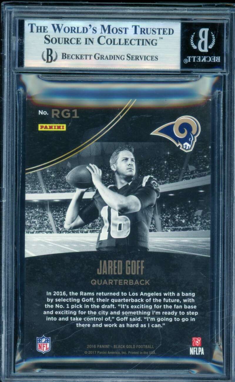 Jared Goff Rookie Card 2016 Panini Black Gold Holo White (POP 1) (1/50) #1 BGS 9 Image 2