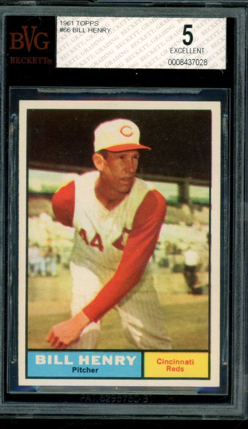 Bill Henry Card 1961 Topps #66 BGS BVG 5 Image 1