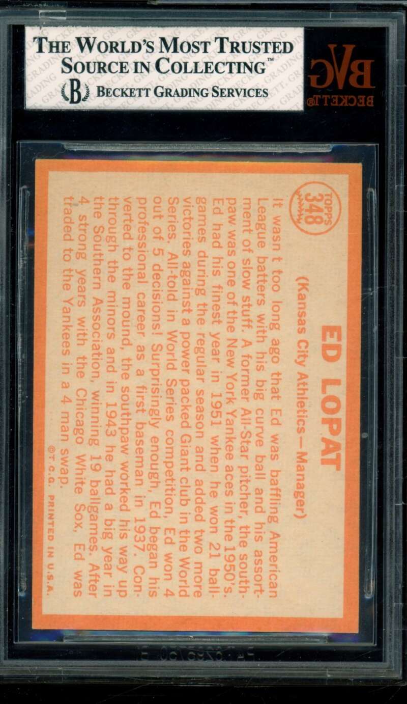 Ed Lopat Card 1964 Topps #348 BGS BVG 8 Image 2