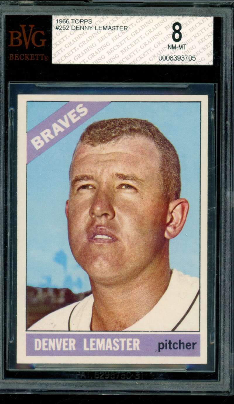 Denny Lemaster Card 1966 Topps #252 BGS BVG 8 Image 1