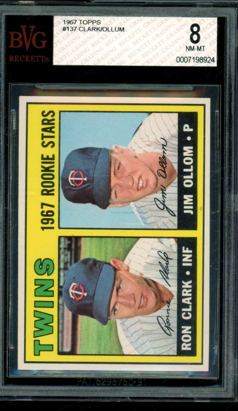 Ron Clark/Jim Ollom Rookie Card 1967 Topps #137 BGS BVG 8 Image 1