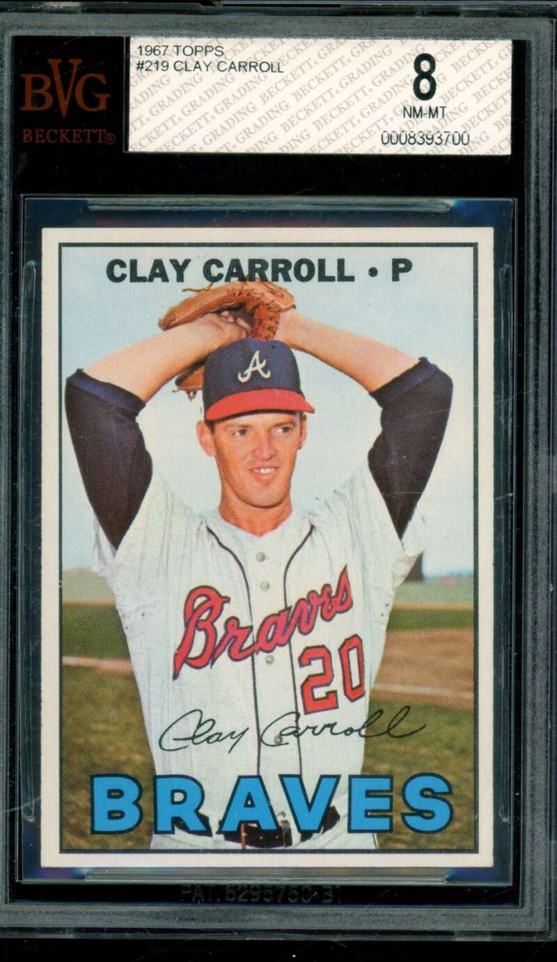 Clay Carroll Card 1967 Topps #219 BGS BVG 8 Image 1