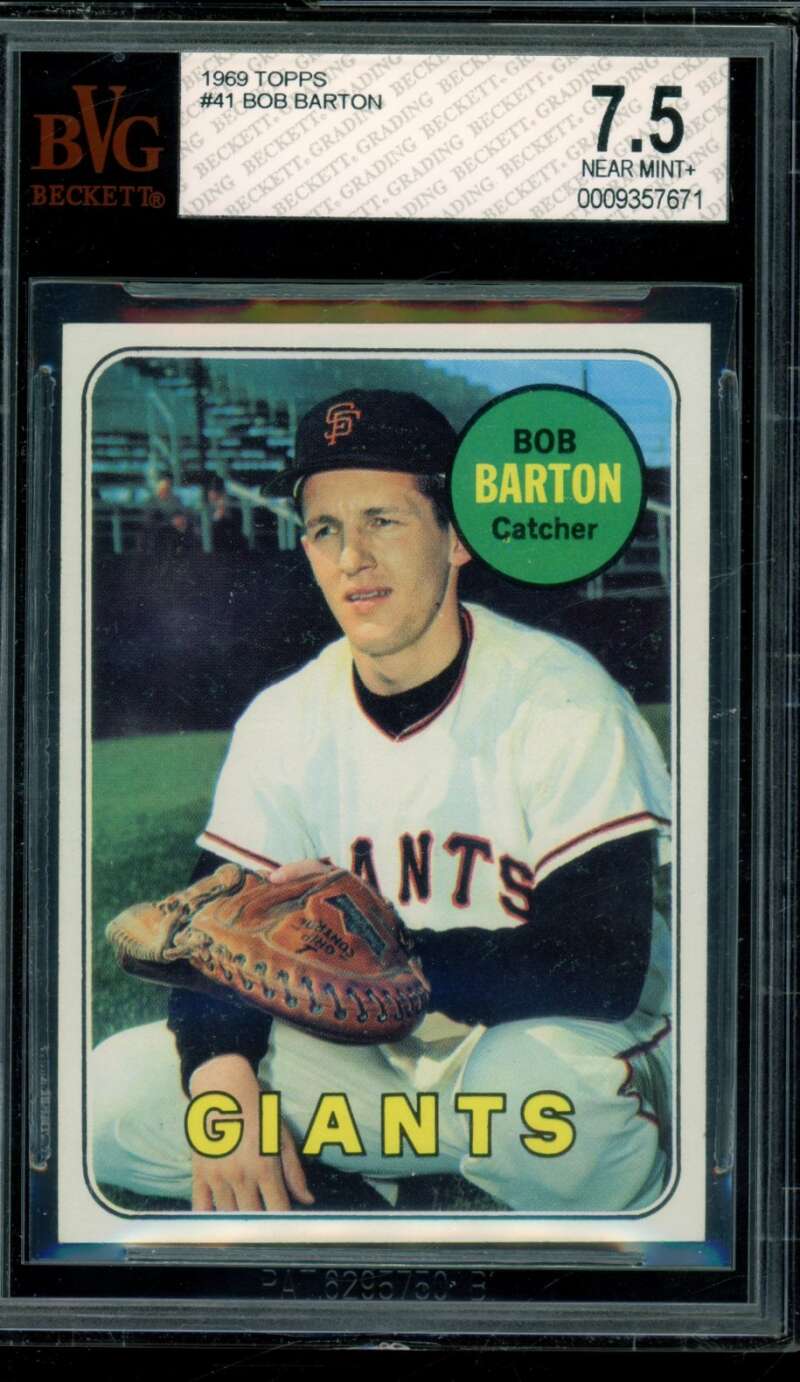 Bob Barton Card 1969 Topps #41 BGS BVG 7.5 Image 1