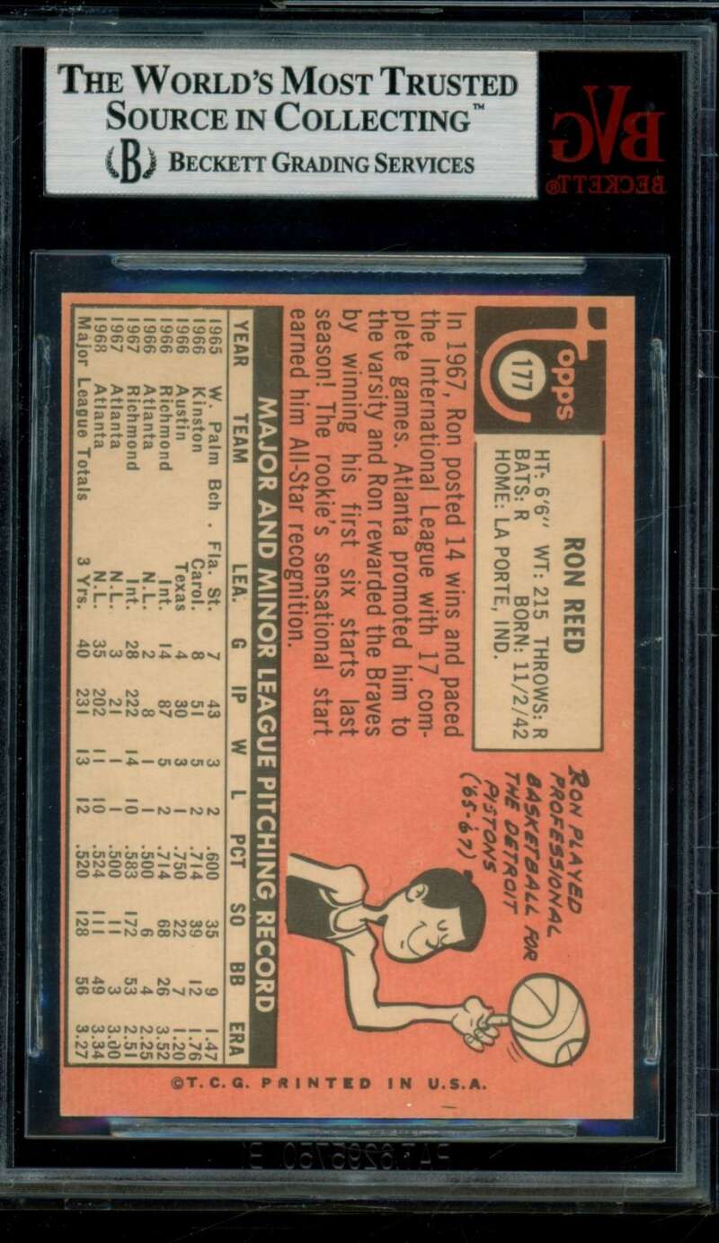 Ron Reed Card 1969 Topps #177 BGS BVG 8.5 Image 2