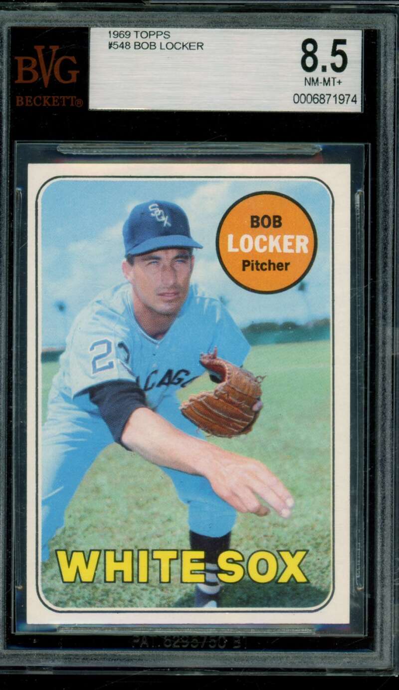 Bob Locker Card 1969 Topps #548 BGS BVG 8.5 Image 1