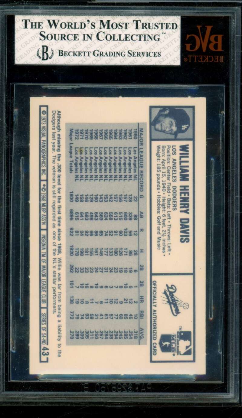 Willie Davis Card 1973 Kellogg's #43 BGS BVG 7.5 Image 2