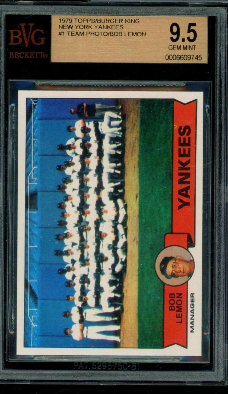 New York Yankees Team Card 1979 Topps Burger King #1 BGS BVG 9.5 Image 1