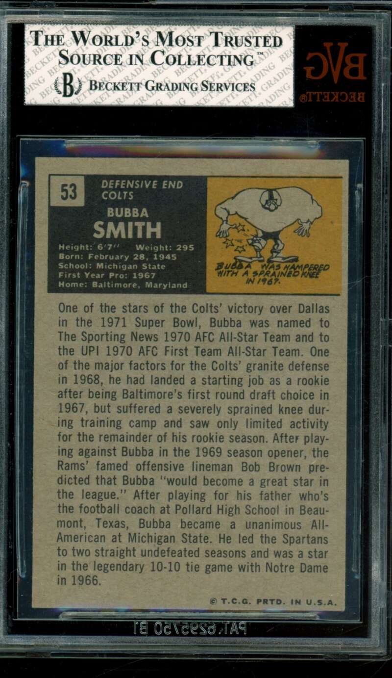 Bubba Smith Card 1971 Topps #53 BGS BVG 6 Image 2