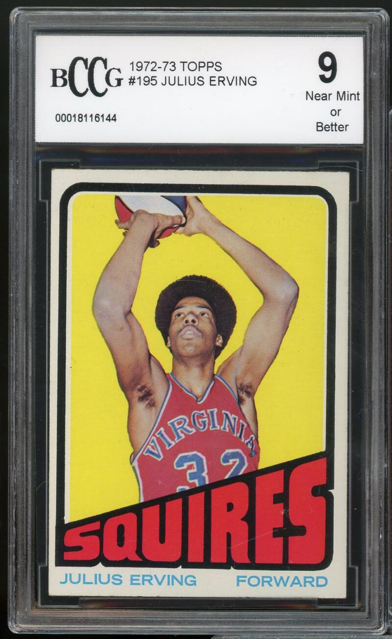 1972-73 Topps #195 Julius Erving Rookie Card BGS BCCG 9 Near Mint+ Image 1